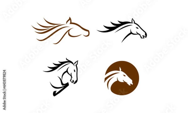 Fototapeta set of vector horse head logo template