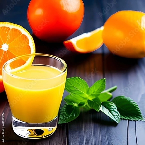 Obraz オシャレ フルーツ オレンジジュース みかん D