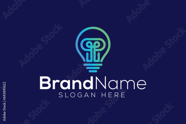 Obraz Minimal and Professional letter T bulb technology vector logo design