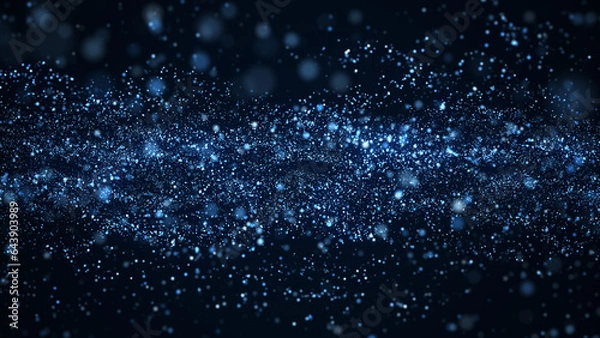 Obraz 青のキラキラ、星のパーティクル背景素材。銀河、宇宙。ループ