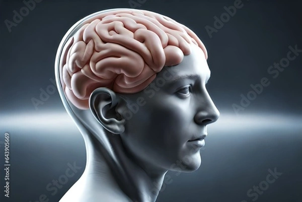 Fototapeta human head with brain