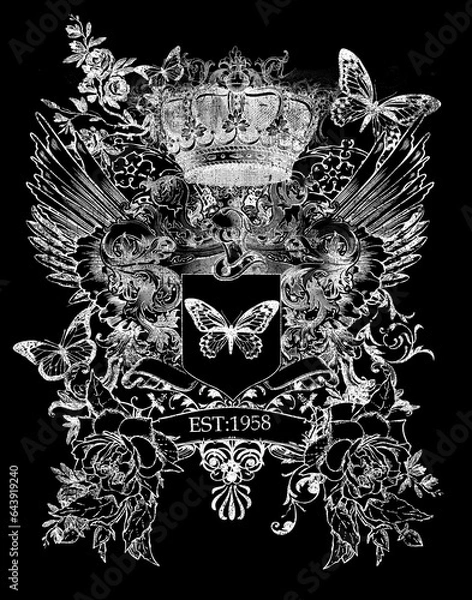 Fototapeta heraldic shield with wings