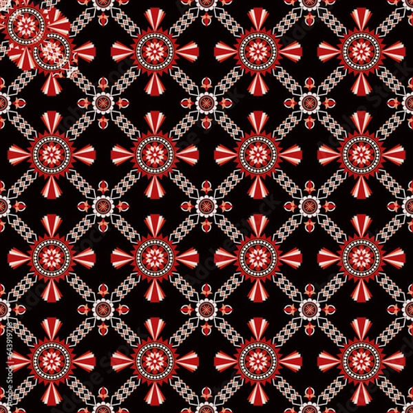 Fototapeta Geometric ethnic pattern seamless flower color. seamless pattern. Design for fabric,curtain,background,carpet,wallpaper,clothing,wrapping,Batik,mandalas,fabric,Vector illustration. pattern style.