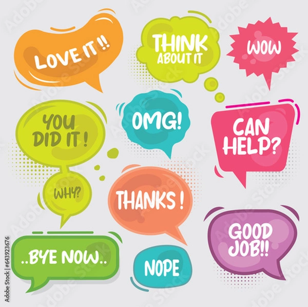 Fototapeta Speech bubble collection for comic. Isolated text balloon vector illustration.