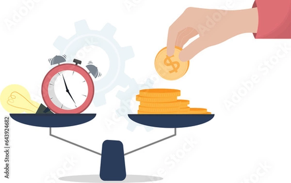 Fototapeta Time is money concept, hand with coins