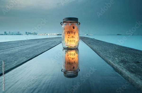 Fototapeta Search, why am I here, why, why, question, vocation, motivation, change, who am I, what do I want, where do I want to go, goal, life, WARUM, WARUM BIN ICH, WESHALB, Suche, Warum bin ich hier