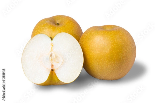 Obraz 透明背景の切り分けられた梨の写真 赤梨 新甘泉