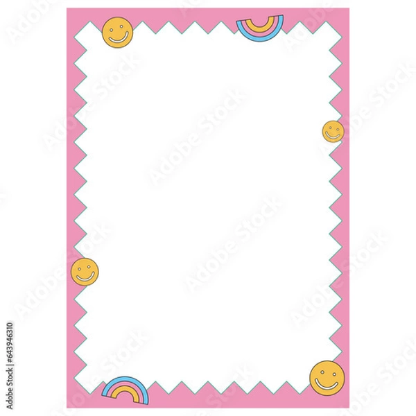 Obraz Smiley and rainbow with rectangle frame