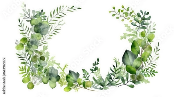 Obraz A hand drawn wreath floral border and leaves Generative AI