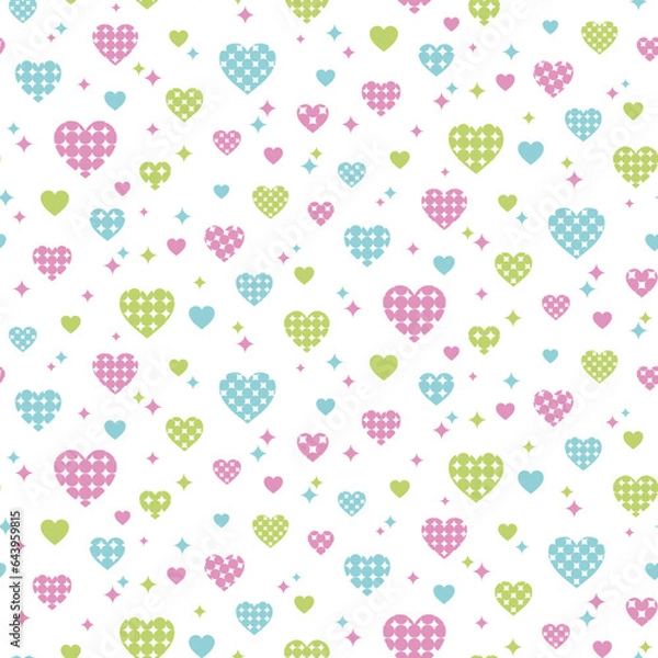 Fototapeta pattern swatch, CS6, Heart made of polka dots and stars.(Pink, Slightly sparse)