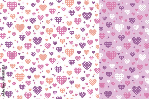 Fototapeta pattern swatch, CS6, Heart made of polka dots and stars.(Three-colors)