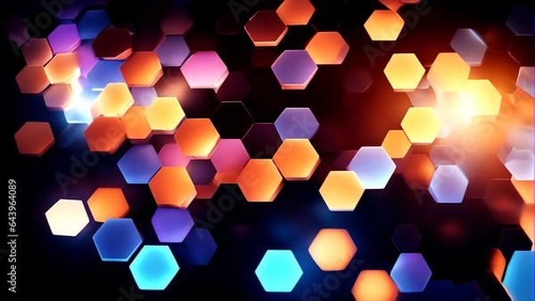 Obraz Abstract background hexagon pattern with glowing lights 