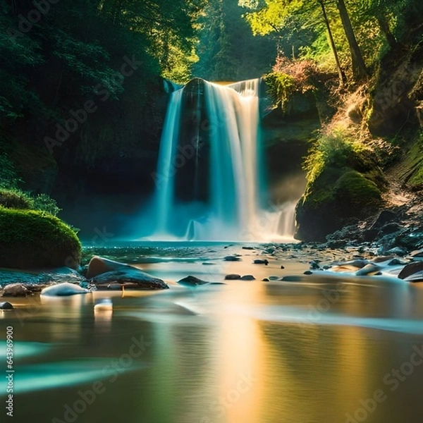 Obraz waterfall at night