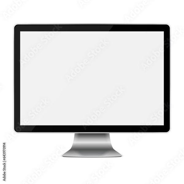 Fototapeta Modern flat screen computer monitor. Computer display isolated on white background. Vector illustration.