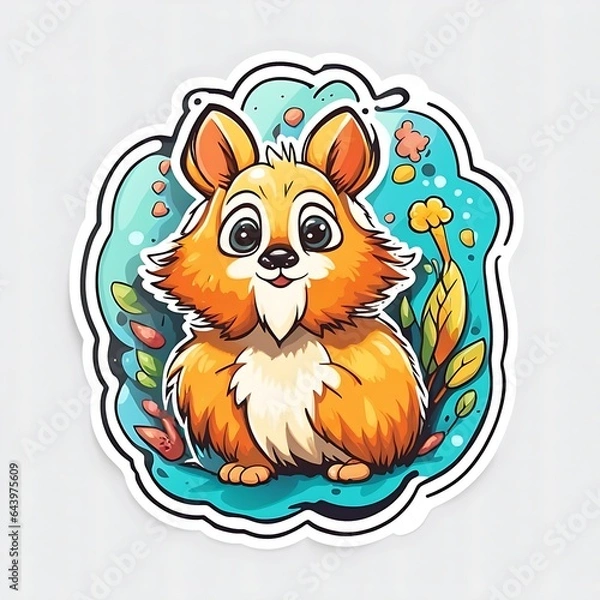 Fototapeta photo of a beautiful rabbit with colorful background isolated on light, Generative AI