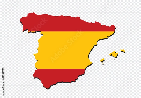 Fototapeta spain flag and map Country shape idea design
