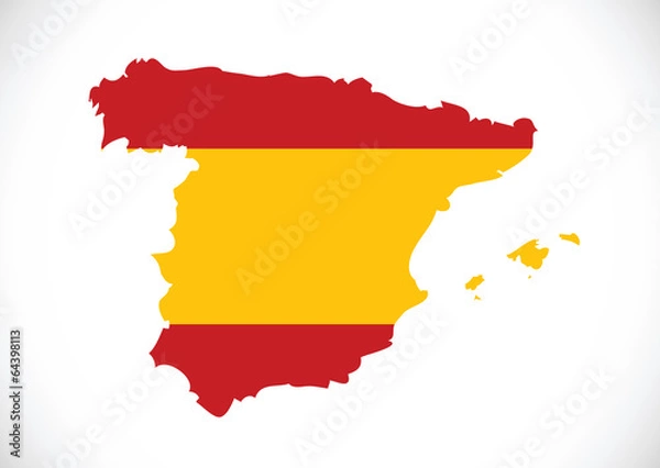 Fototapeta spain flag and map Country shape idea design