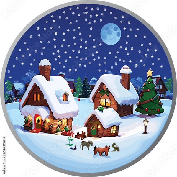 Obraz Christmas Vector Santa's Workshop Sticker Design
