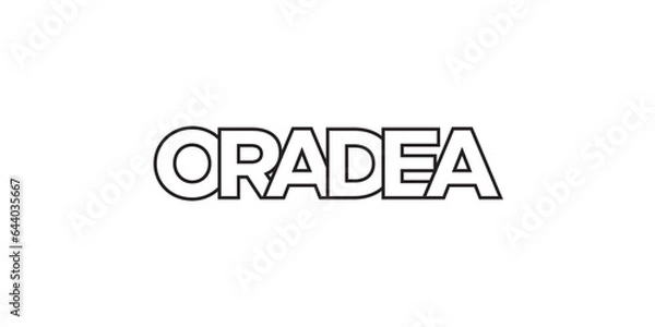 Obraz Oradea in the Romania emblem. The design features a geometric style, vector illustration with bold typography in a modern font. The graphic slogan lettering.