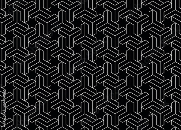 Fototapeta Abstract geometric pattern. A seamless vector background. White and black ornament. Graphic modern pattern. Simple lattice graphic design