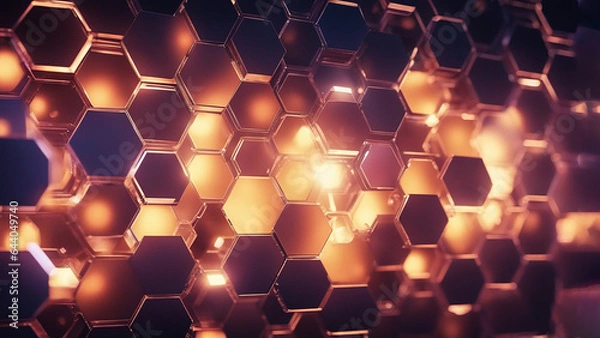 Fototapeta abstract background with hexagons Abstract background hexagon pattern with glowing lights