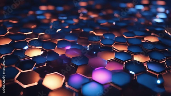 Fototapeta abstract background with hexagons Abstract background hexagon pattern with glowing lights