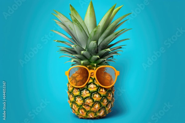 Obraz Pineapple in sunglasses on a beautiful background