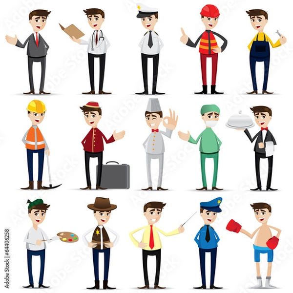 Obraz cartoon occupation set