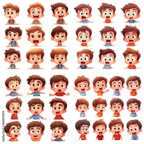 Fototapeta kid child expression vector illustration set bundle cartoon style generated by ai