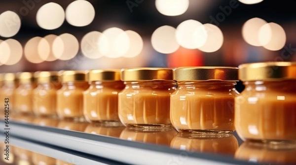 Fototapeta Peanut butter in supermarket