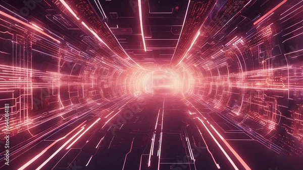 Fototapeta abstract light background 3D Futuristic circuit background. Motion graphic for abstract data center