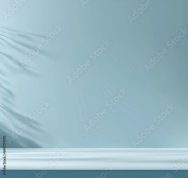 Fototapeta A light background with shadows on the wall for product presentations