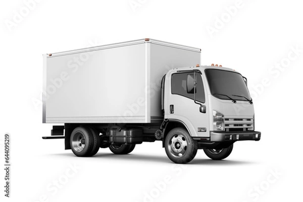 Obraz A White Box Truck Half Side View isolated on a White Background