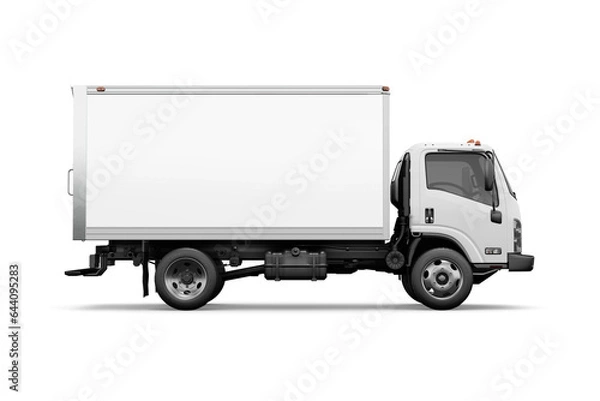 Obraz A White Box Truck Side View isolated on a White Background