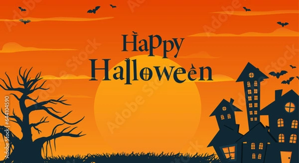 Obraz halloween background with bats in the afternoon