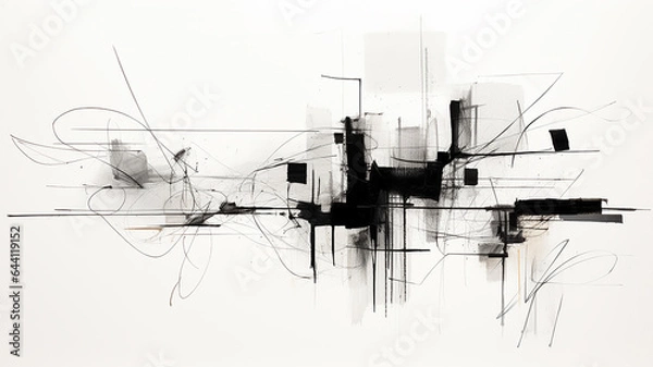 Fototapeta monochrome painting geometric shapes flat abstraction.