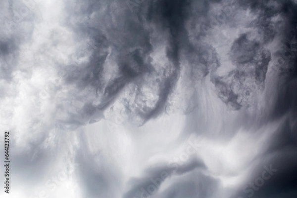 Fototapeta Heavy dark clouds forming hailstorm.