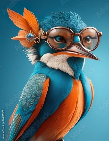 Fototapeta Symbol of Intellectual Elegance and Stylish Panache Embodied in an Anthropomorphic Avian Ambassador