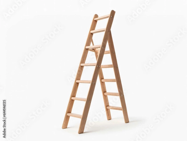 Fototapeta A Wooden Ladder On A White Background