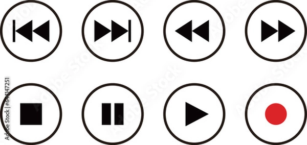 Obraz 映像・音楽のリモコン操作アイコン_8種セット_01