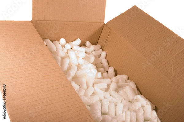Fototapeta Cardboard Box with foam packing material