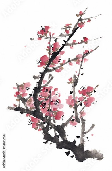 Fototapeta 꽃 수묵화