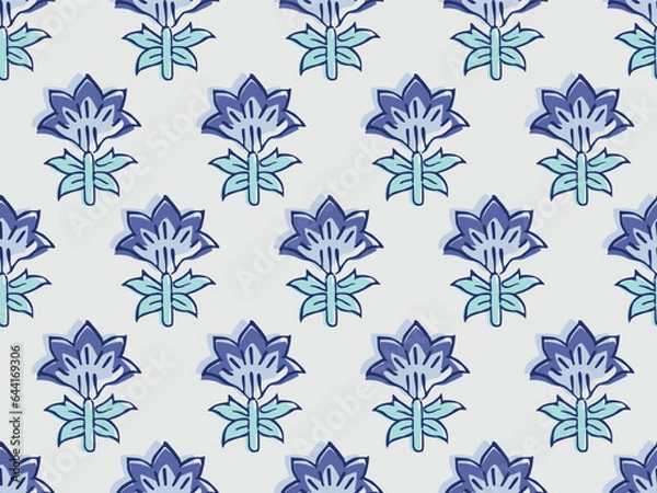 Obraz INDIAN BLOCK FLORAL ALL OVER PRINT SEAMLESS PATTERN VECTOR ILLUSTRATION