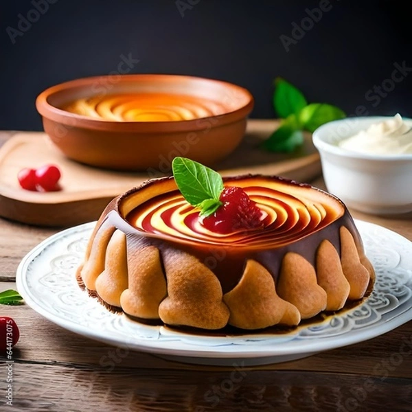 Fototapeta cake with chocolate and nuts Created using generative AI tolls