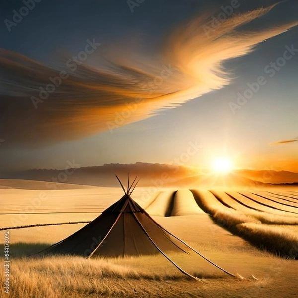Fototapeta tent in the desert Created using generative AI tolls