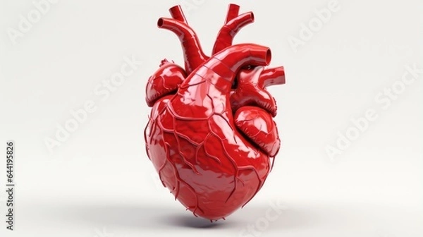 Fototapeta 3d image of a human heart, of red color