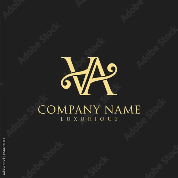 Fototapeta Luxurious and elegant VA logo design. Logo monograms