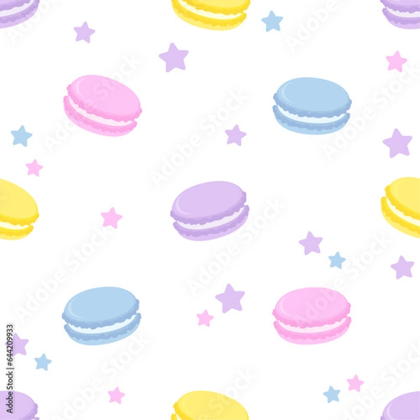 Obraz 繋がるシームレス素材 / かわいいカラフルなマカロンの背景
