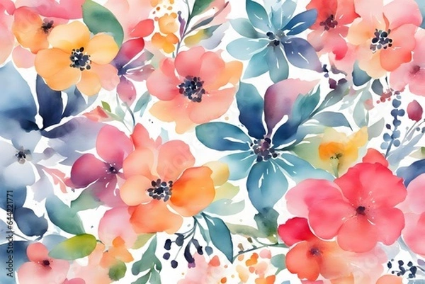 Obraz Watercolor flowery background.