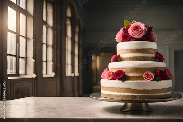 Obraz wedding cake with roses